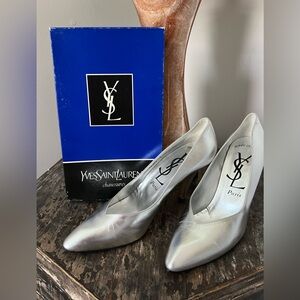 New Oldstock YSL Silver Leather Pumps/Heels